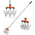 Rotary Cultivator Tool Adjustable garden Hand Tiller with Stainless Steel Pole for Soil Mixing or Reseeding Grass